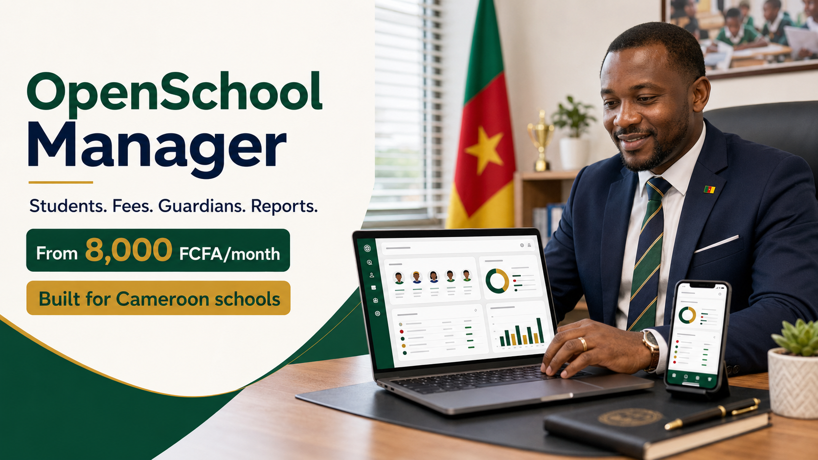 OpenSchool Manager for student records, fees and reports in Cameroon schools